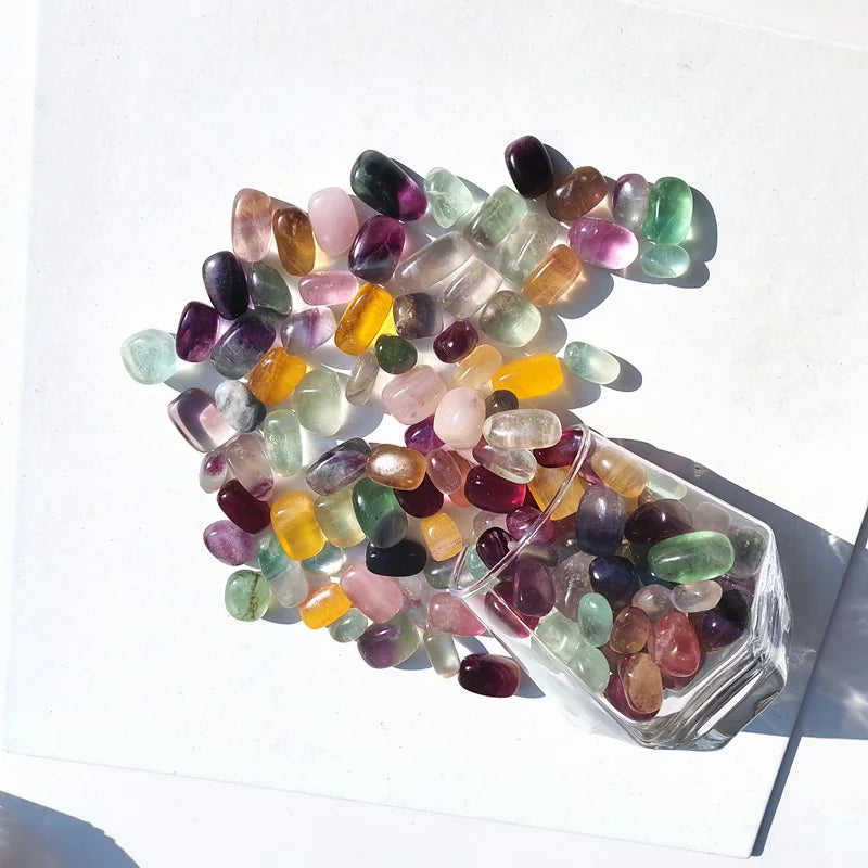 100g Natural Crystal Polished Rainbow Fluorite Tumbled Stones Fashion Trend Art & Collectible Decoration