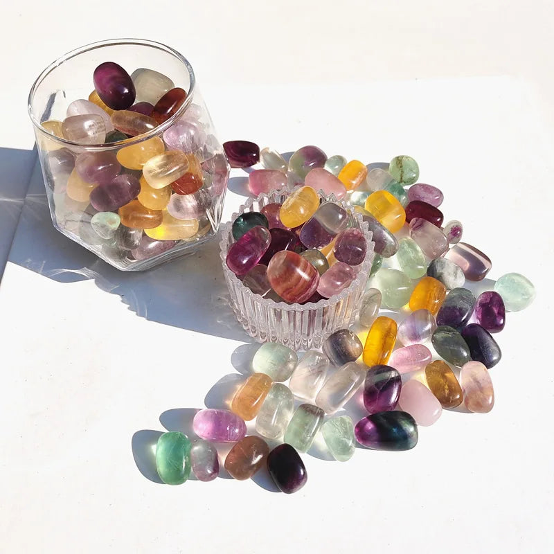 100g Natural Crystal Polished Rainbow Fluorite Tumbled Stones Fashion Trend Art & Collectible Decoration