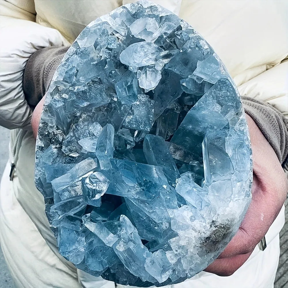 1kg and 3kg Large Blue Celestite Raw Stone Geodes Raw Stone Semi Precious Celestite Geode Cluster Egg Heart