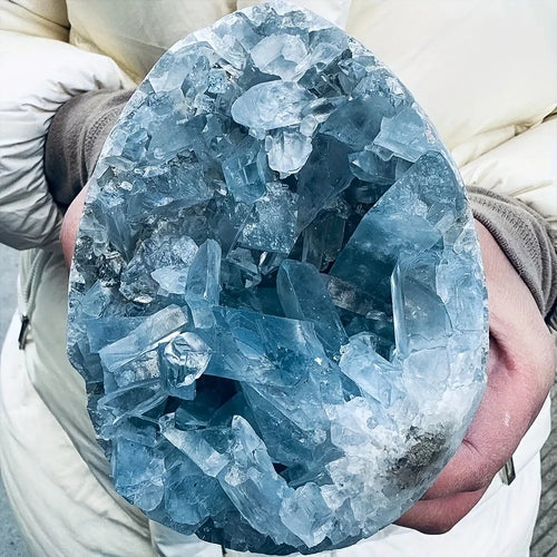 1kg and 3kg Large Blue Celestite Raw Stone Geodes Raw Stone Semi Precious Celestite Geode Cluster Egg Heart
