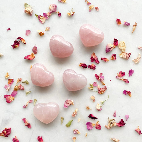 1pc Natural Rose Quartz Heart Pink Crystal Heart Shaped Polished Gemstone Powerful for Emotional Love
