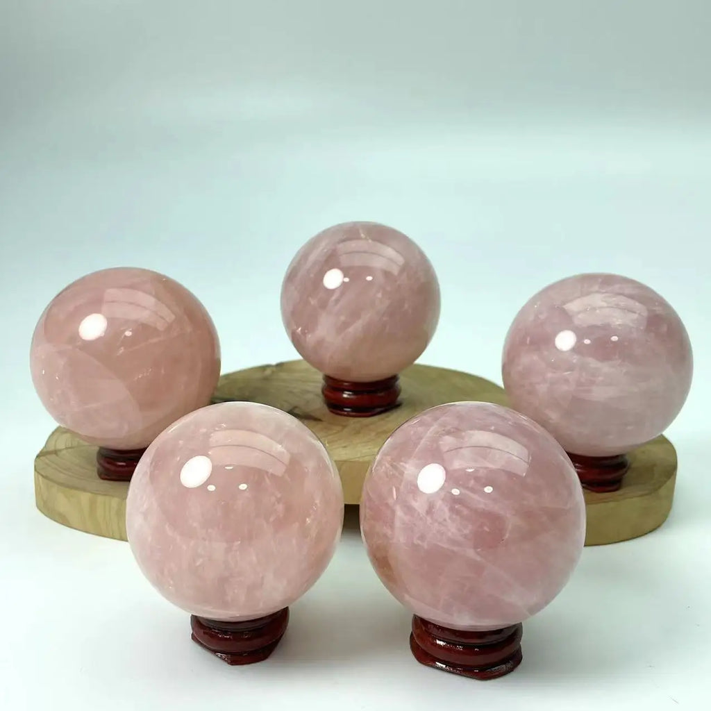 55mm Natural Rose Quartz Crystal Sphere Polished Pink Crystal Ball for Wedding Room Ornament Stone