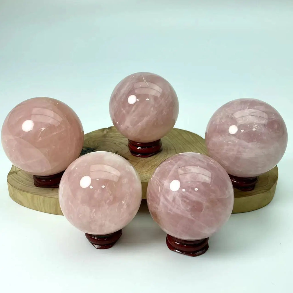 55mm Natural Rose Quartz Crystal Sphere Polished Pink Crystal Ball for Wedding Room Ornament Stone