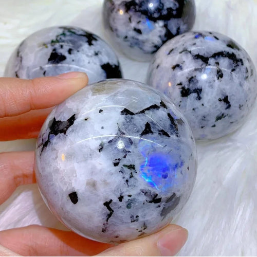 6-6.5 cm Moonstone Ball Crystal Quartz Ball Flash Rainbow Moonstone Sphere for Gift