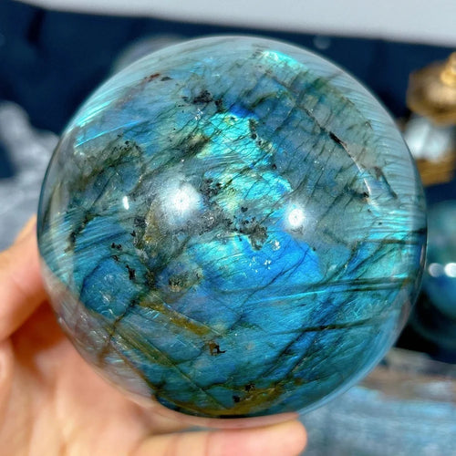 7.5-8CM Crystal Crafts Hand Carved Blue Labradorite Sphere Polished Nature Crystal Ball for Home Decoration Gifts