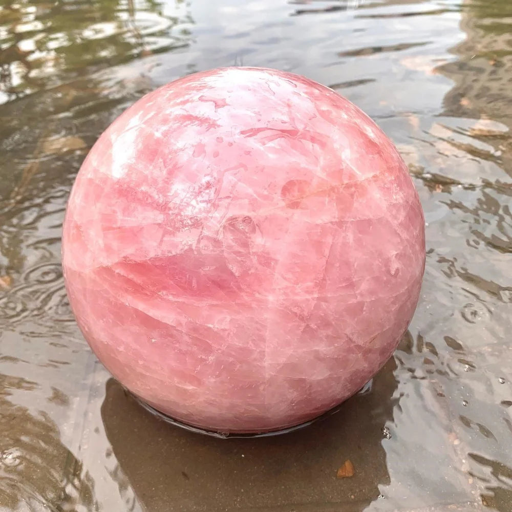 8.5-9cm Rose Quartz Pink Crystal Sphere Natural Crystal Natural Rose Quartz Crystal Ball Sphere for Decor