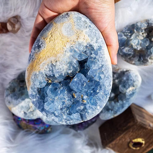 Blue Celestite Druzy Cluster - 800–1,000 g - 1 piece (800–1,000 g)