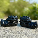Black Obsidian Crystal Dragon Heads Natural Black Obsidian Stone Crystal Carving Dragon Head for Cheap Price
