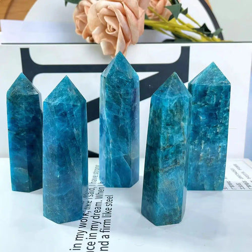 Natural Blue Apatite Point Crystal Stone Tower for Home Decor Gift