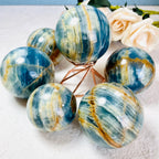 Natural Blue Onyx Ball Polished Banded Crystal Sphere for Home Decor Gift