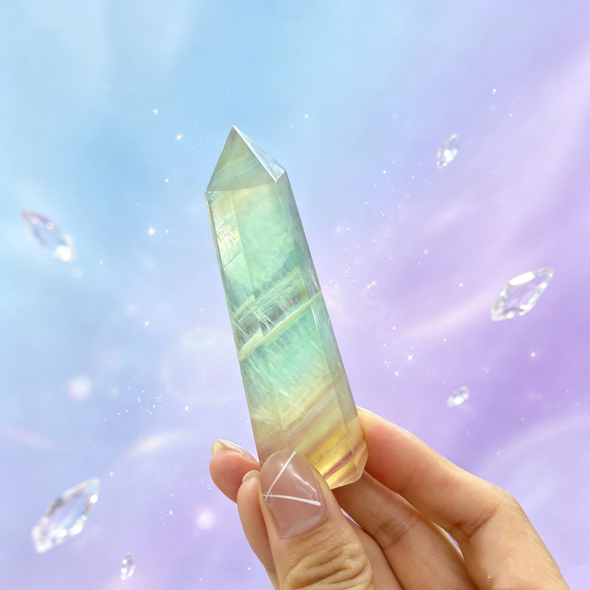 Pastel Candy Fluorite Crystal Tower Polished Mineral Tower for Home Decoration