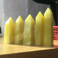 Natural Crystal Stone Point Lemon Jade Tower Green Jade Point for Decoration