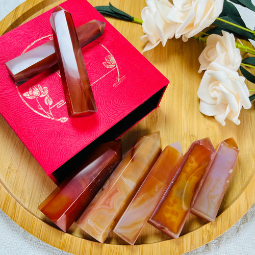 Polished Natural Carnelian Agate Point Crystal Tower for Home Decoration Gift