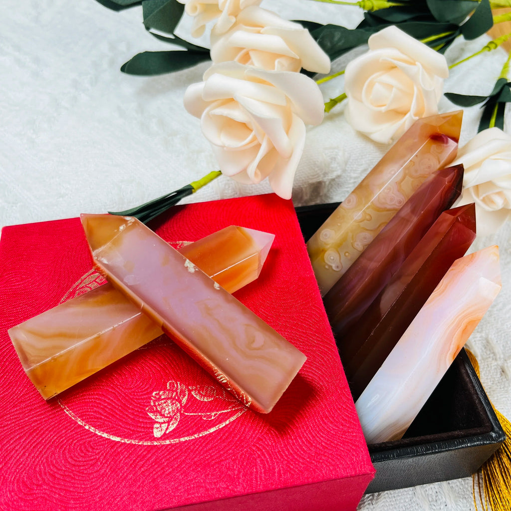 Polished Natural Carnelian Agate Point Crystal Tower for Home Decoration Gift