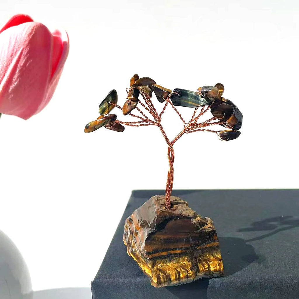Fengshui Natural Handmade Amethyst Gravel Tree Crafts Raw Stone Base Crystal Chips Tree