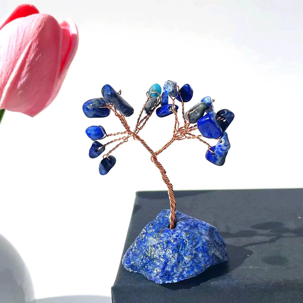Fengshui Natural Handmade Amethyst Gravel Tree Crafts Raw Stone Base Crystal Chips Tree
