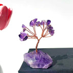 Fengshui Natural Handmade Amethyst Gravel Tree Crafts Raw Stone Base Crystal Chips Tree