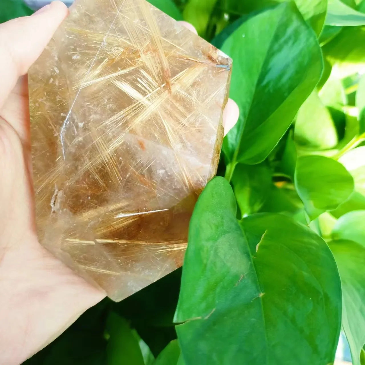 Natural Golden Rutilated Quartz Freeform Crystal Stones for Gift