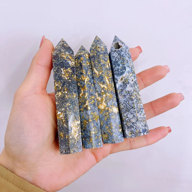 New Product Crystal Points Natural Galaxy Agate Tower for Decoration