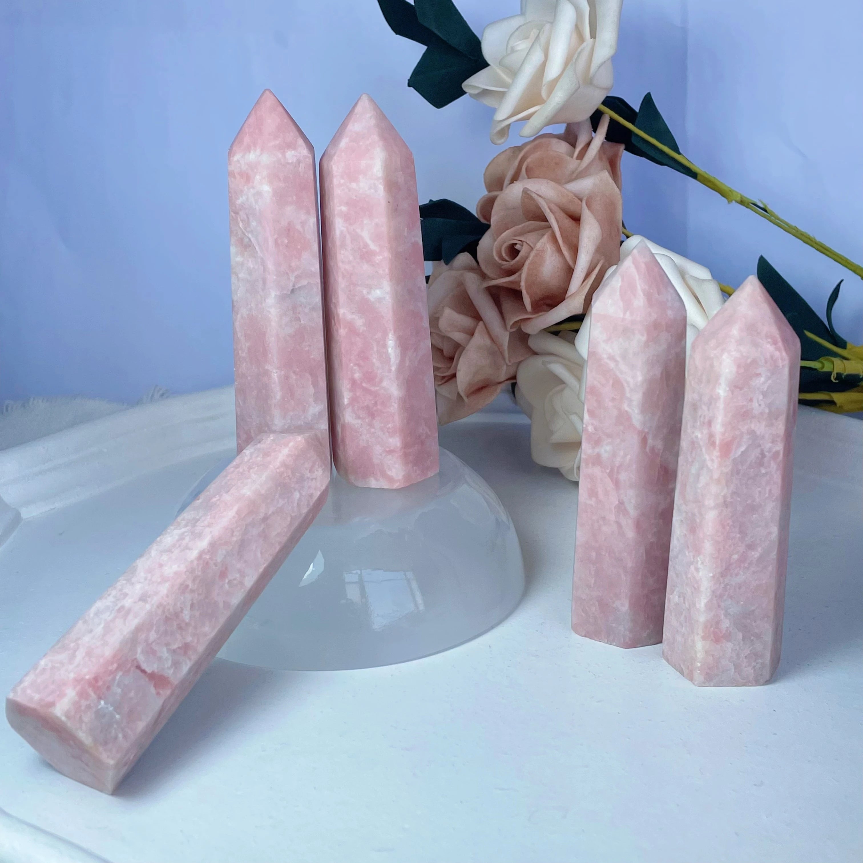 Natural Crystal Beautiful Pink Opal Tower Polished Points for Gifts