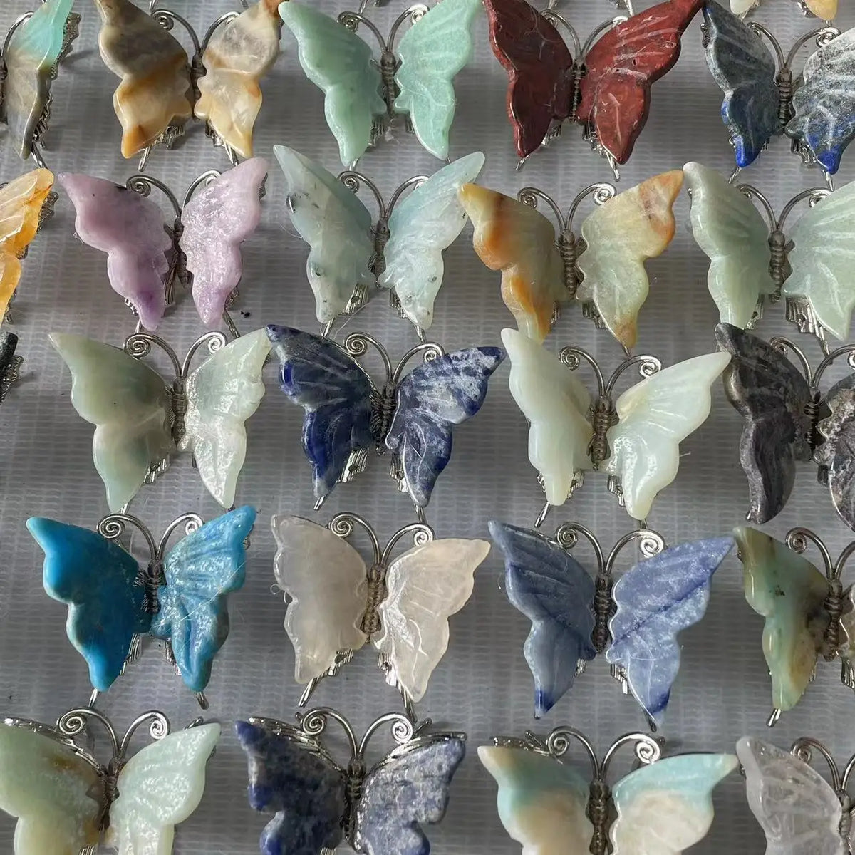 Crystal butterfly carvings in assorted stones