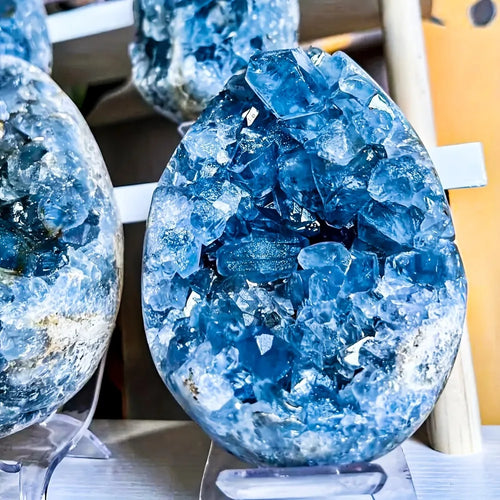 Blue Celestite Geode Crystal Cluster