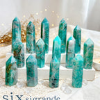 Natural Amazonite and Smoky Quartz Intergrowth Towers, 1 kg Lot