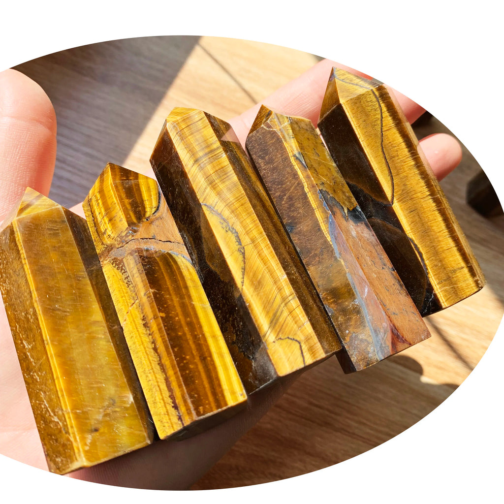 Natural Gemstone Stones Polished Yellow Tiger Eye Tower Point for Decoration Crystal Decor