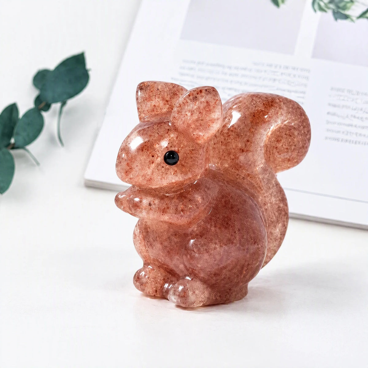 Xiuyan jasper crystal squirrel carving