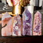 Carved Crystal Points Polished Pink Amethyst Agate Tower for Home Decoration Wedding Holiday Gift Eco-friendly