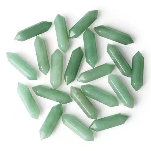 Mixed Double-Point Crystal Set — 20 Pieces — Green aventurine