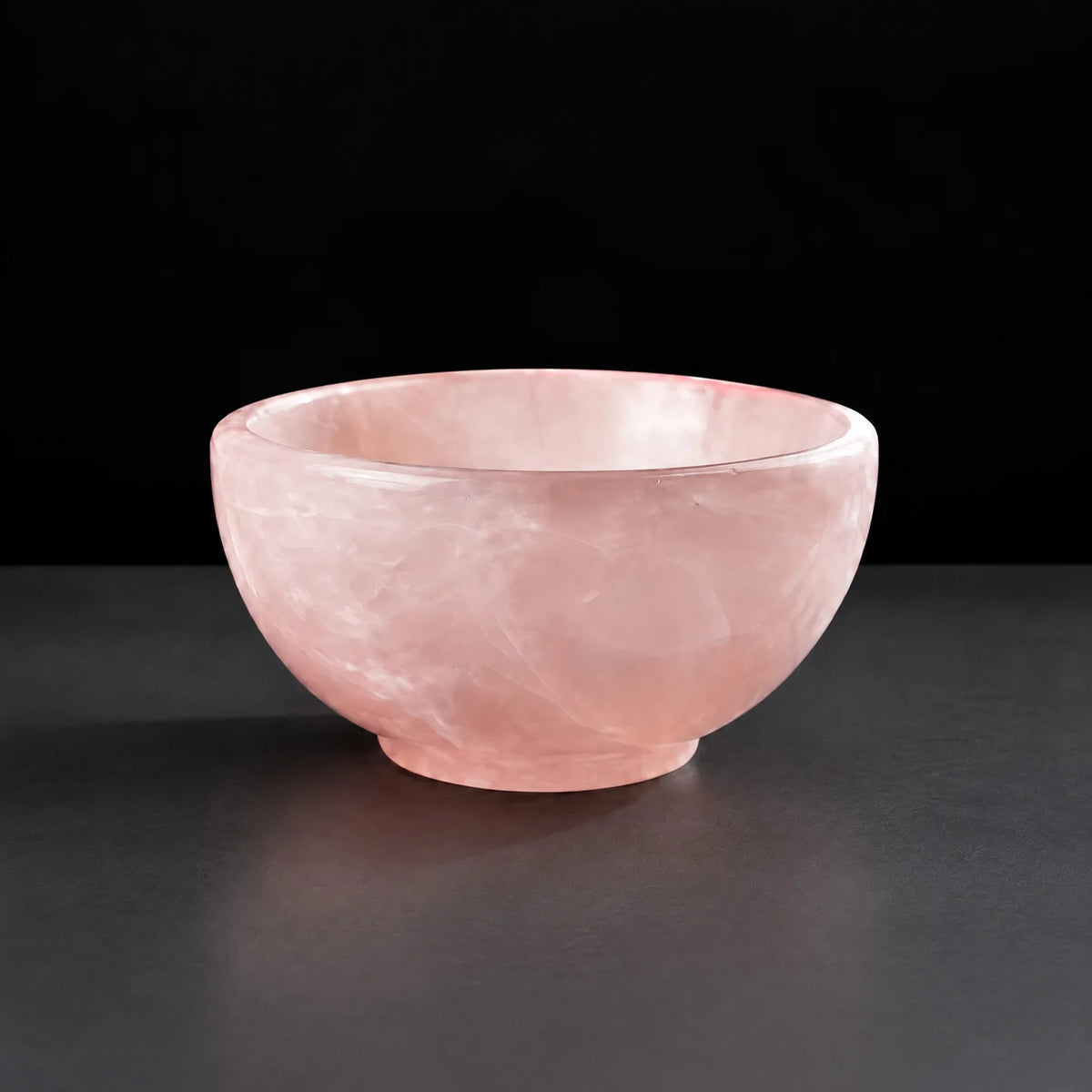 Polished crystal tea bowl, pink stone
