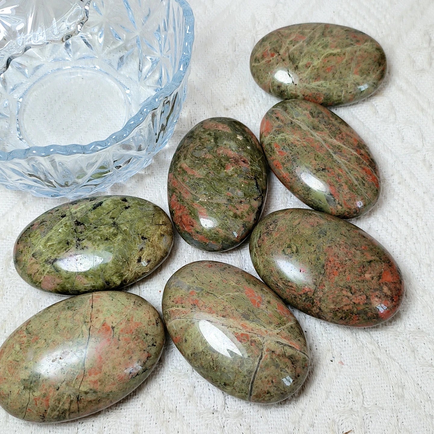 Natural Unakite Polished Palm Stone for Collection & Gifting