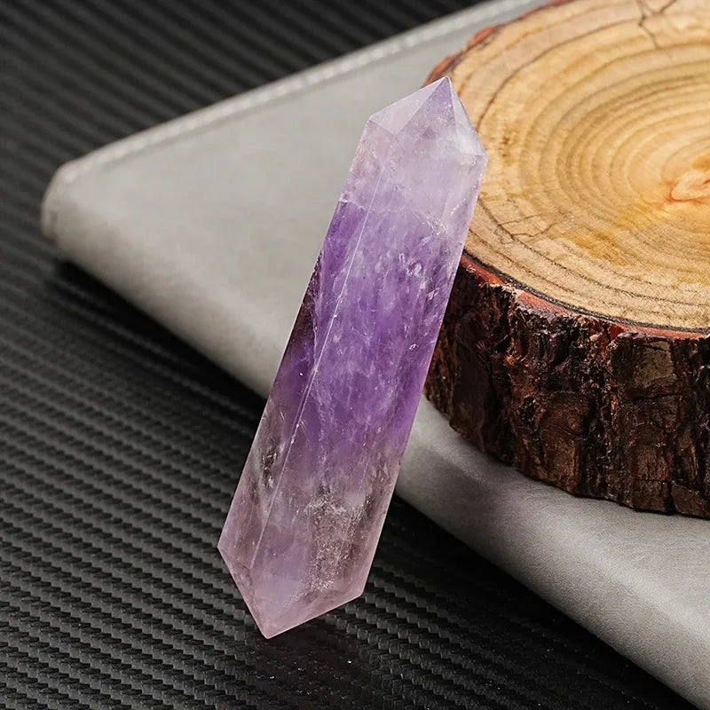 Rainbow fluorite crystal double point tower