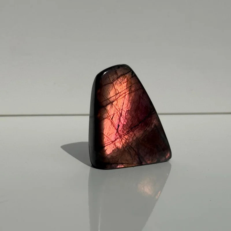 Labradorite freeform with peach orange flash