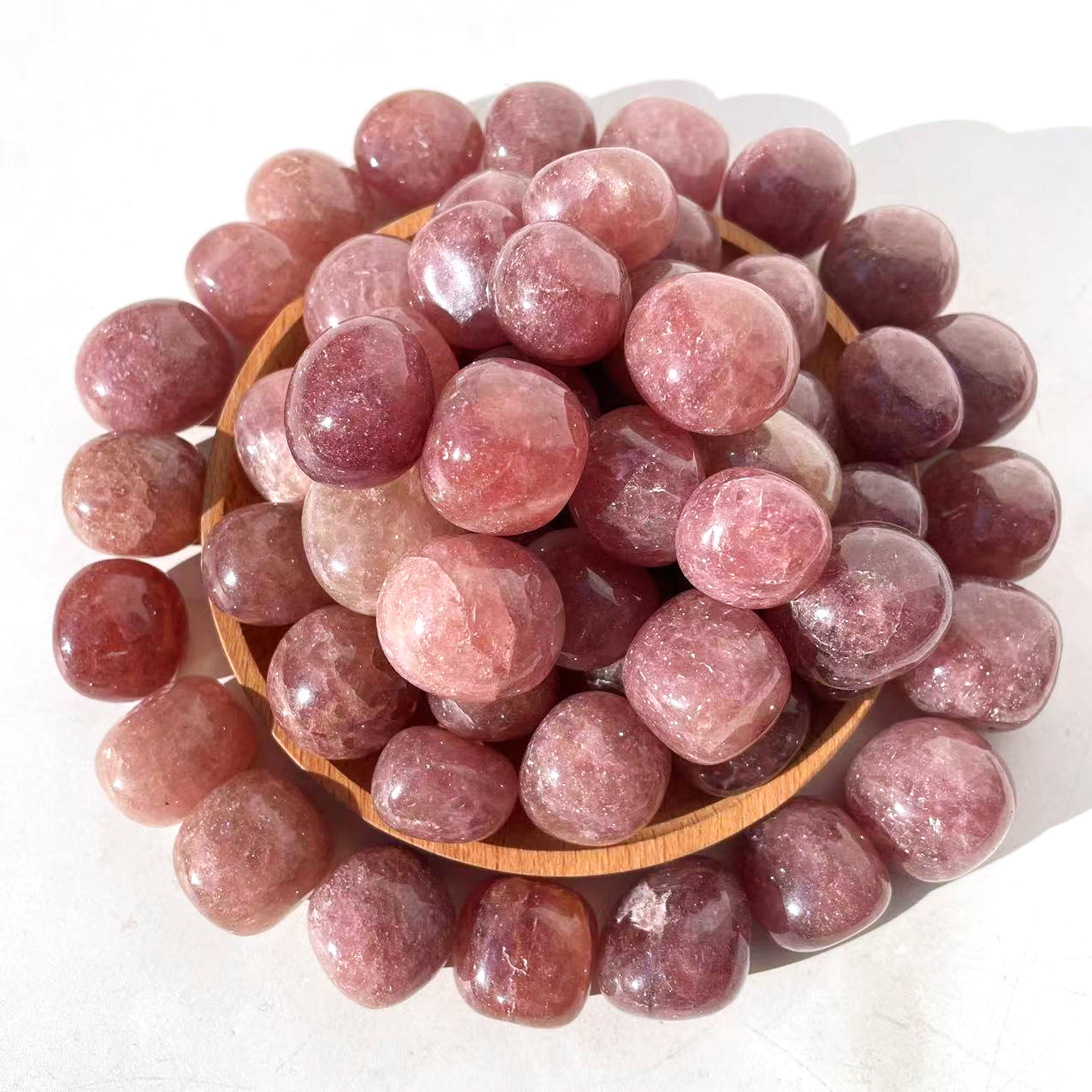 Natural Tumbled Crystal Stones — 100g Bag — Red strawberry