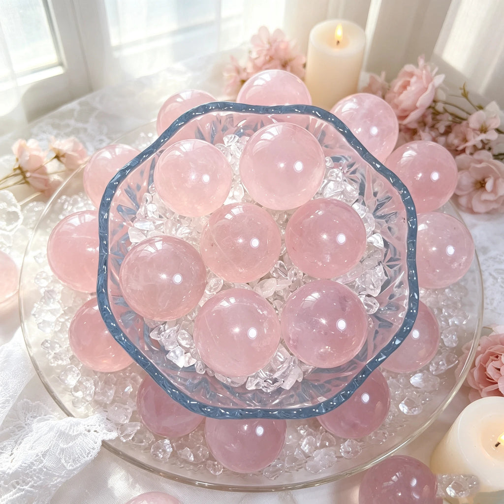 Natural Gemstone Pink Rose Quartz Mini Sphere Crystal Ball for Home Decor Gift