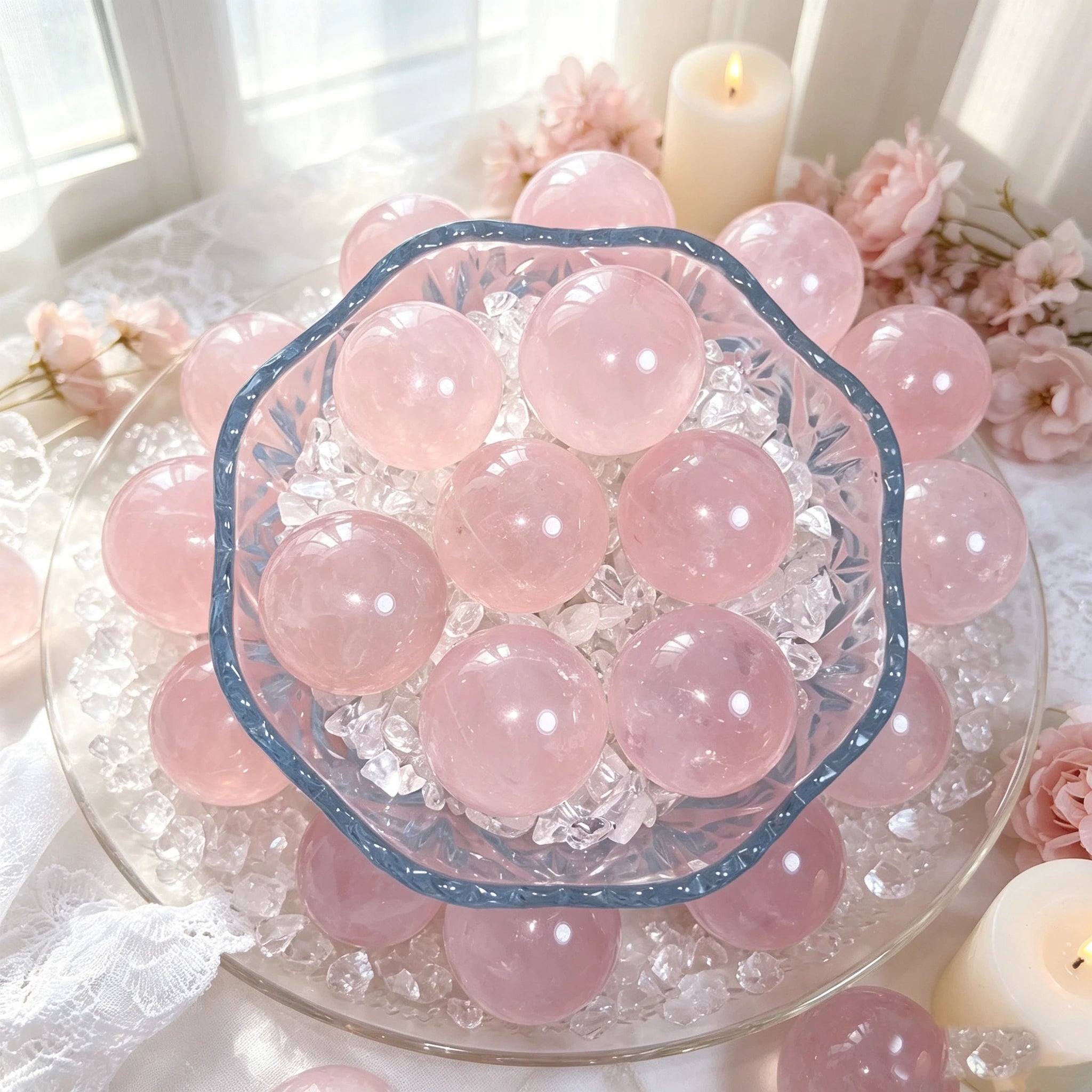 Natural Gemstone Pink Rose Quartz Mini Sphere Crystal Ball for Home Decor Gift