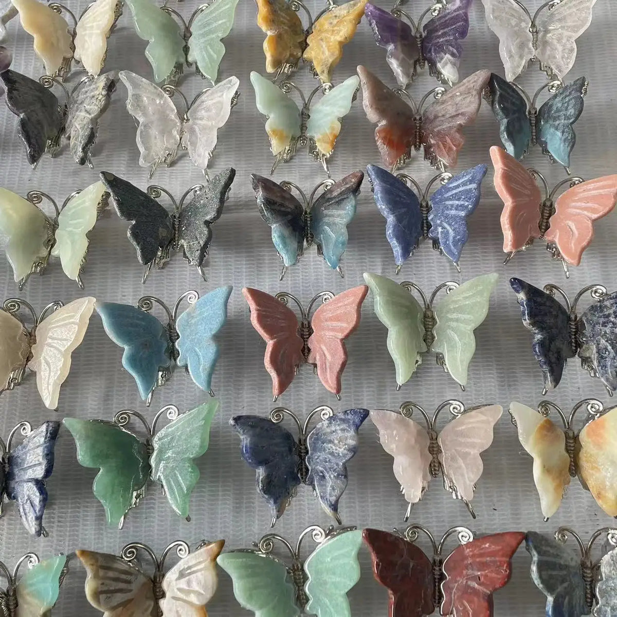 Crystal butterfly carvings in assorted stones