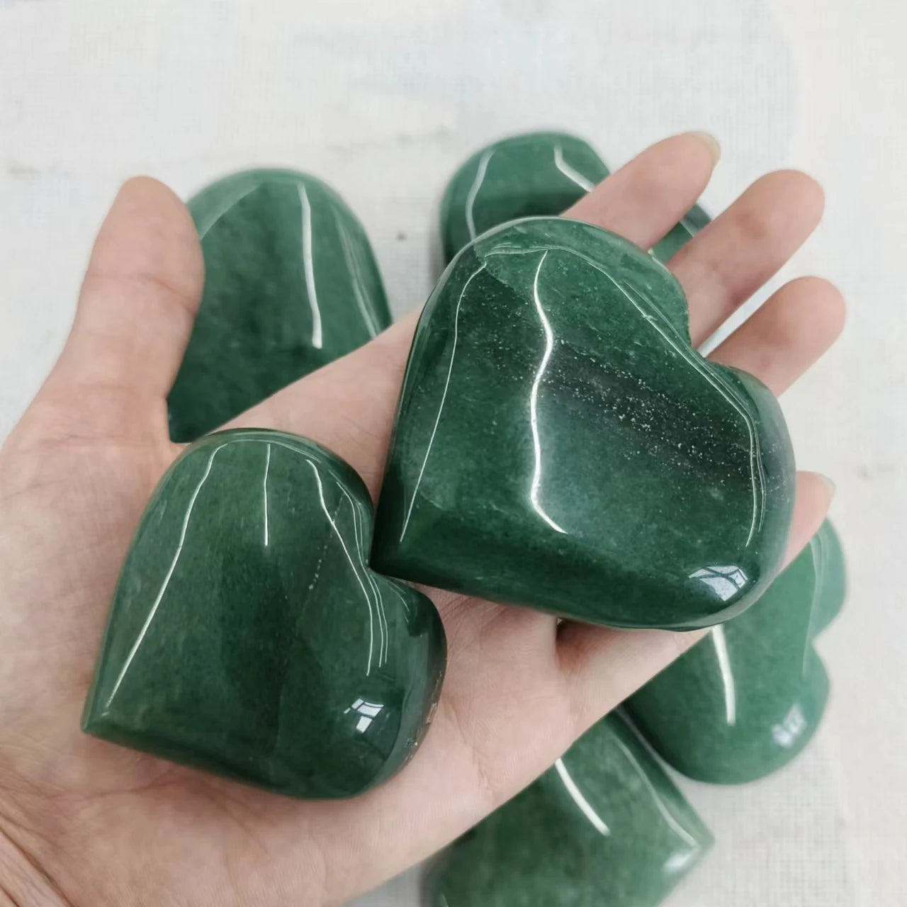 Crystal Gemstone Hearts Quantum Quattro Purple Lepidolite Blue Trolleite Green Aventurine Heart