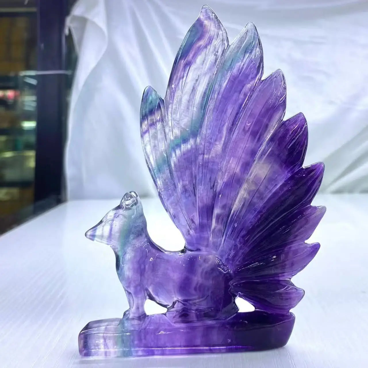 Fluorite Nine-Tail Fox Carving