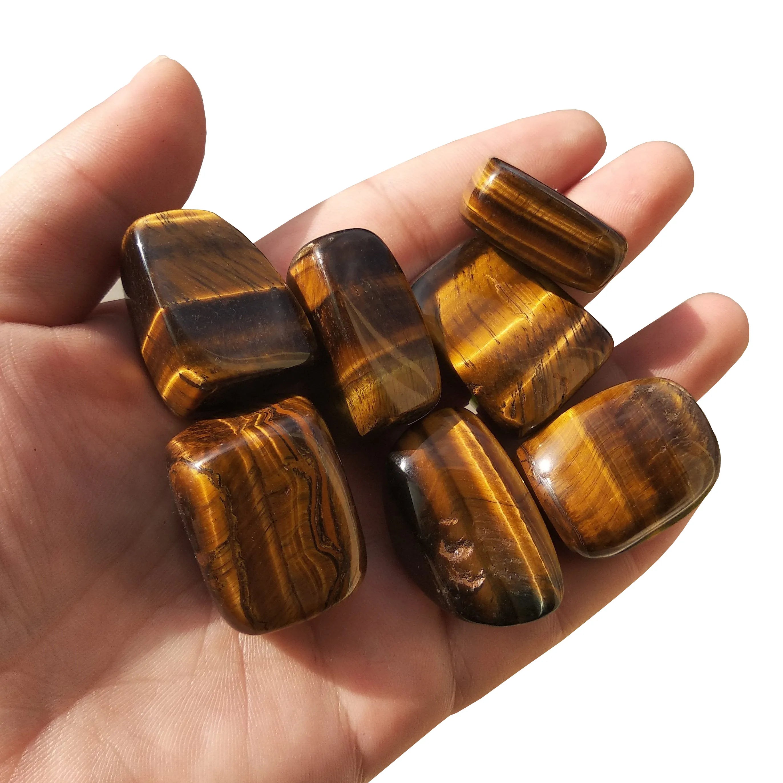 DIY Tumbled Stone Natural Crystal Yellow Tiger's Eye Cube Stone Crystal Cube Tumbled Stone for Decoration