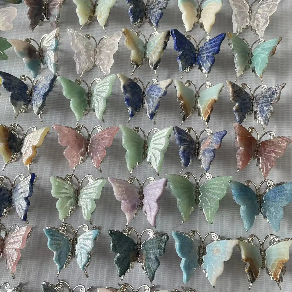 Crystal butterfly carvings in assorted stones