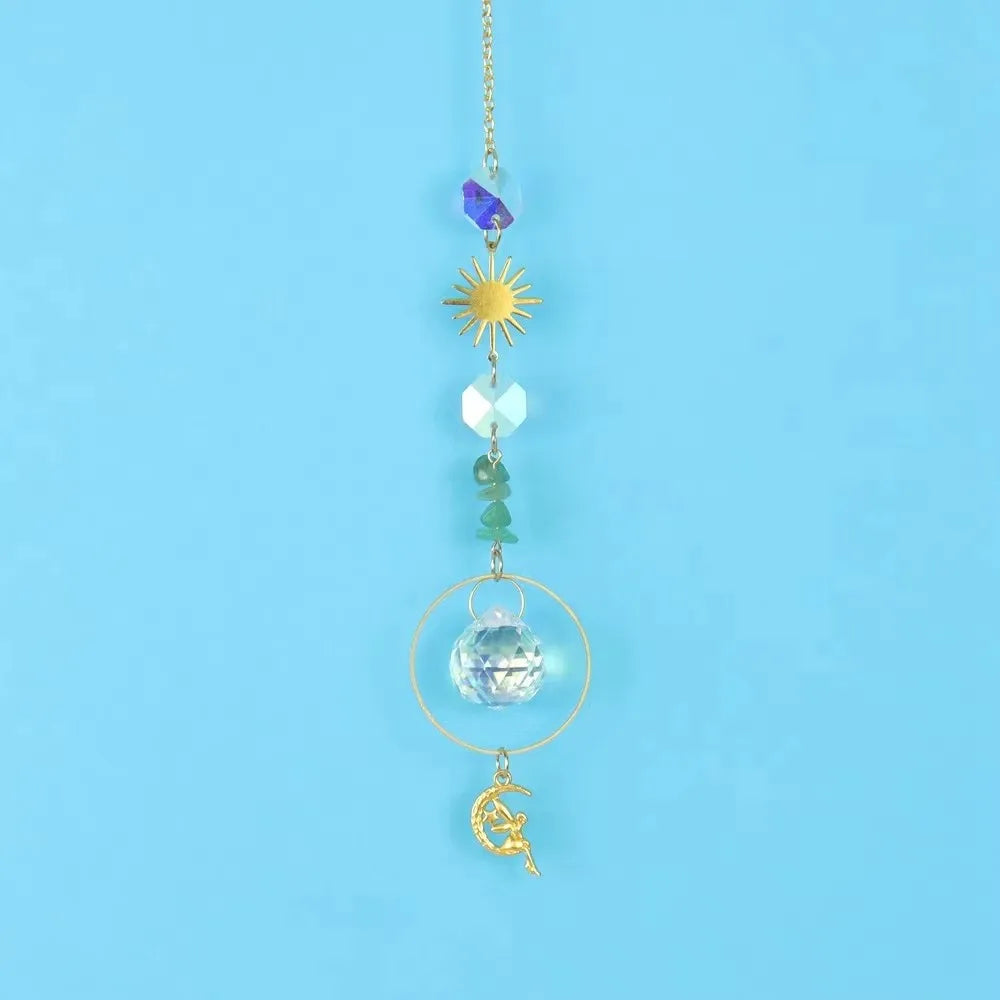 Crystal chip sun catcher hanging ornament, Citrine