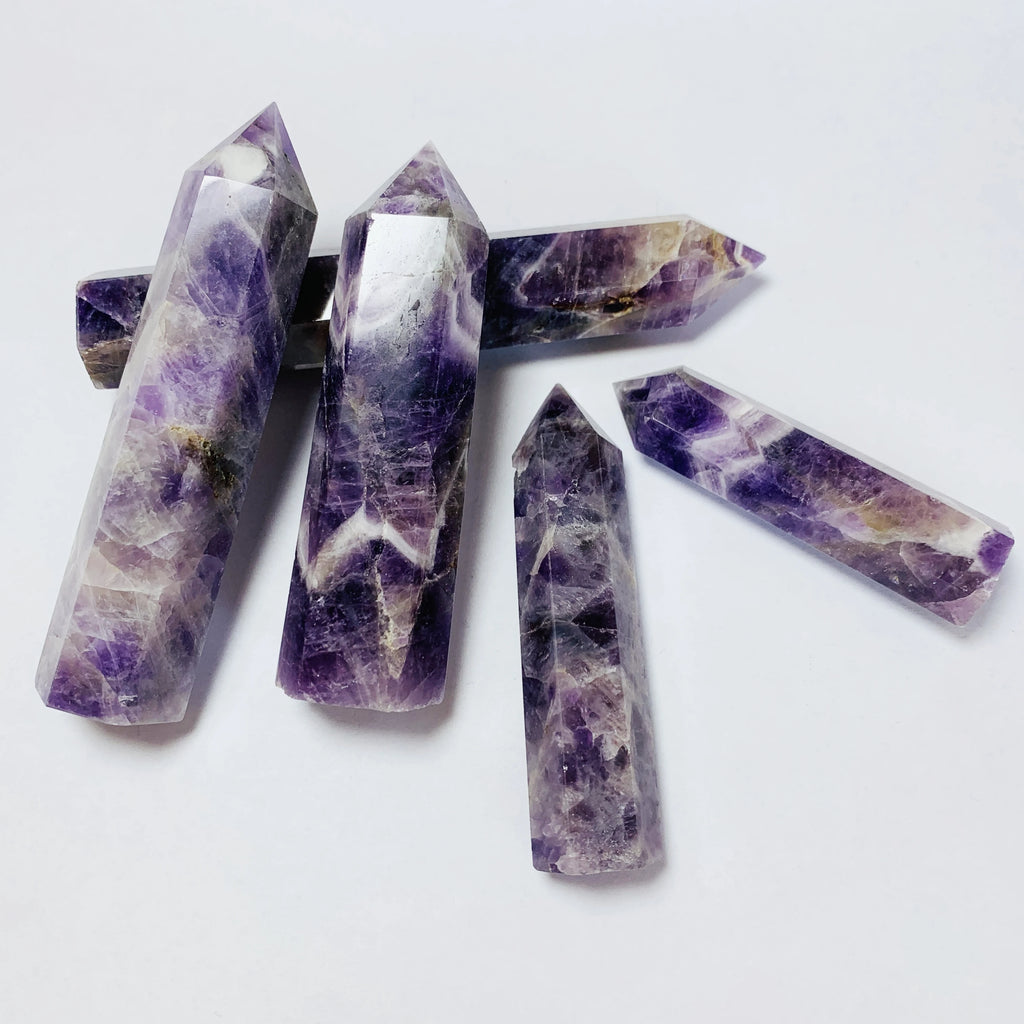Natural Dream Amethyst Quartz Crystal Point Purple Crystal Tower