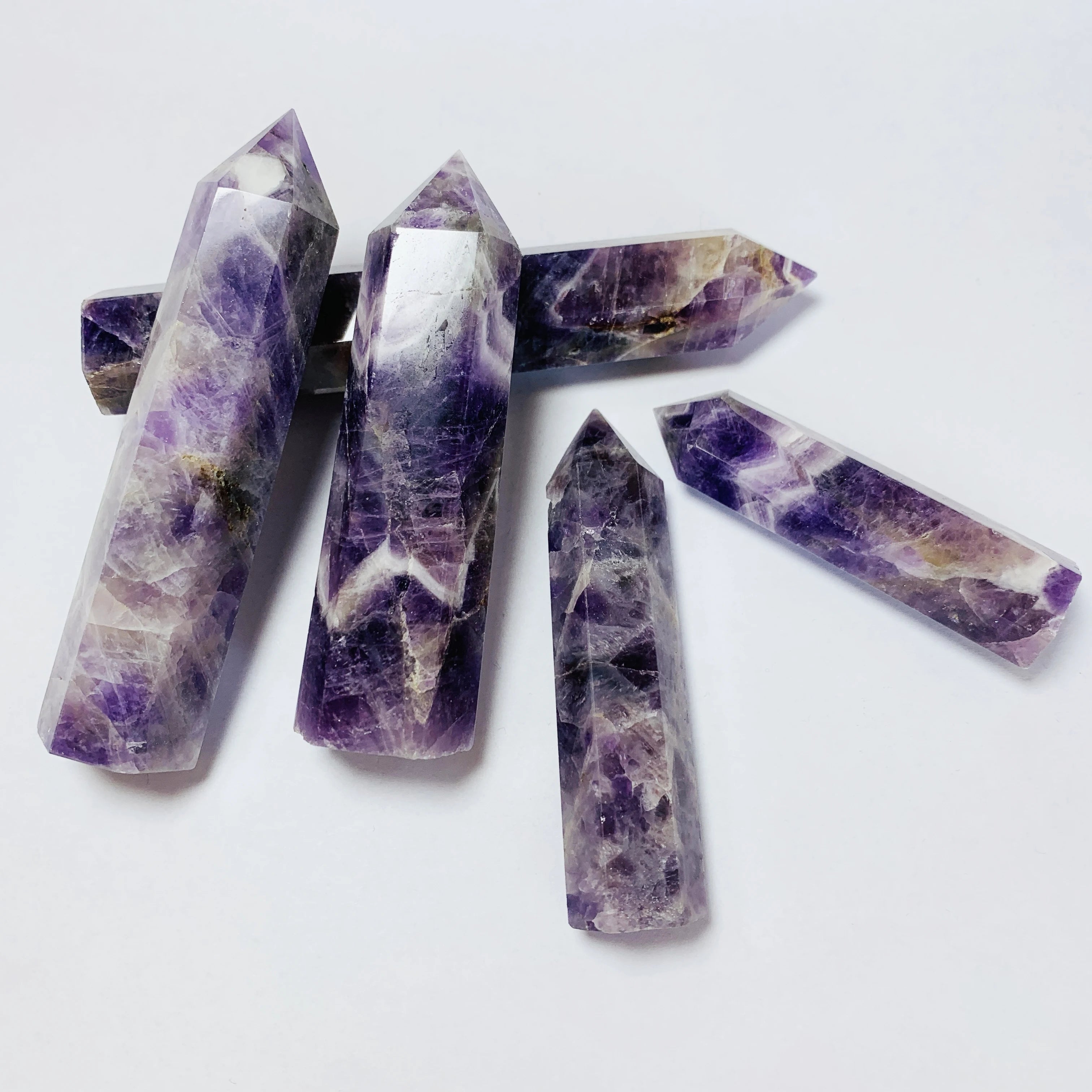 Natural Dream Amethyst Quartz Crystal Point Purple Crystal Tower