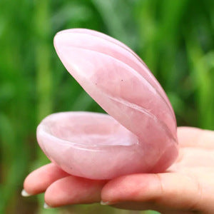 Natural Rose Quartz Shell Figurine Carving Piece Is Used for Furniture Decoration and Purposes