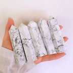 Natural Howlite Crystal Point Tower Polished Grey Vein Mineral Obelisk Craft Supplies