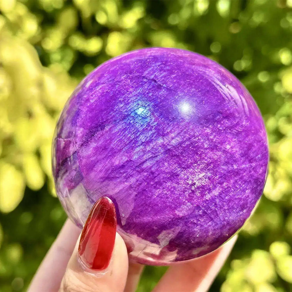 Natural Stunning Purple Blue Moonstone Sphere Ball Bohemian Polished Sphere for Home Decor Collect Gift Crystal Decor