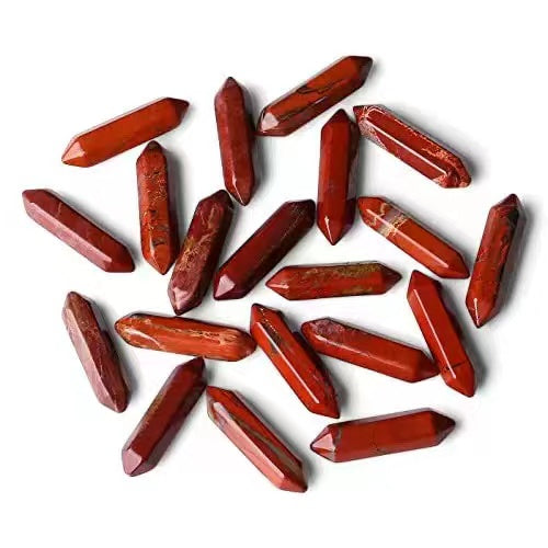 Mixed Double-Point Crystal Set — 20 Pieces — Red jasper
